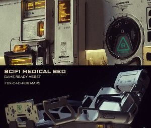 CGTrader Scifi Medical Bed Game Ready 3D models