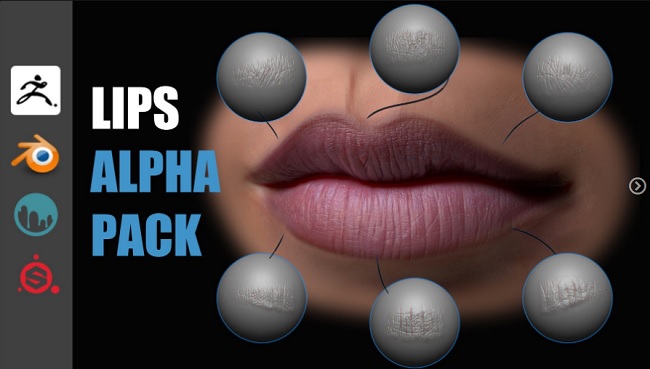 Artstation Lips Detail Alpha Pack zbrush blender 3dcoat substance