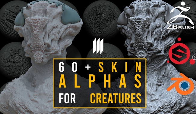 Artstation 60 Skin Alphas For Creatures Zbrush Substance Painter Blender
