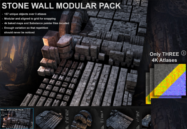 ArtStation Marketplace Stone Wall Modular Pack
