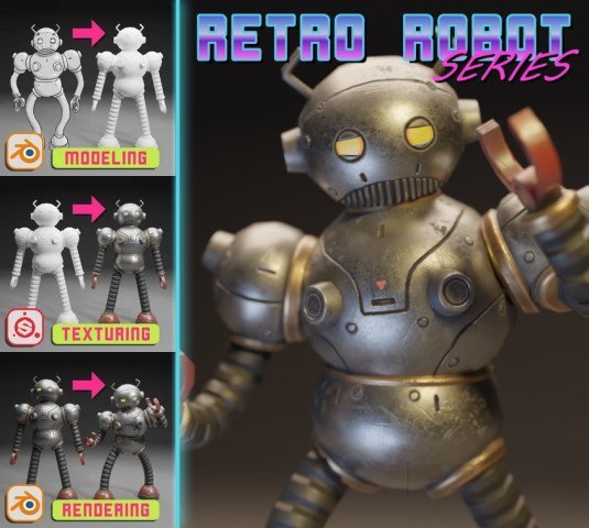 Retro Robot 2 3 Baking and Texturing in Substance Painter
