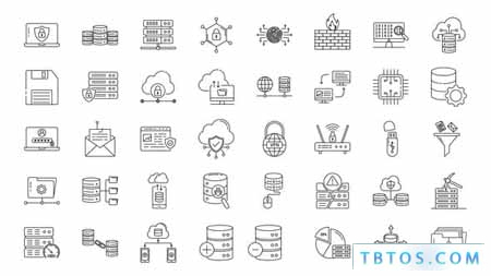 Videohive Database Security Line Icons
