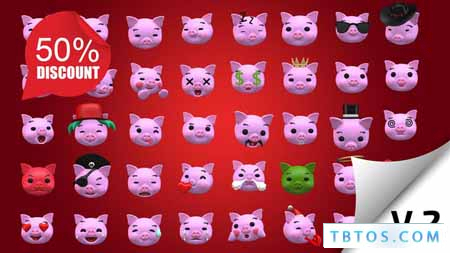 Videohive Emoji v2 Pig Animation Kit