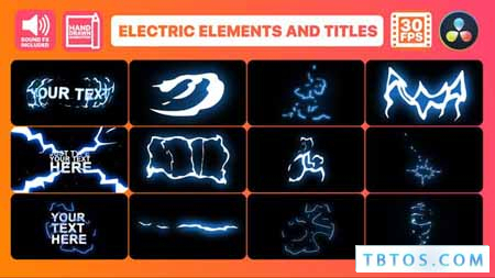 Videohive Flash FX Electric Elements Transitions And Titles DaVinci Resolve