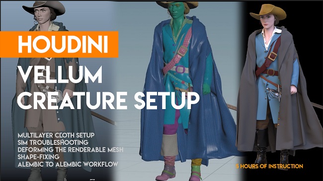 CGCircuit Houdini Vellum Creature Setup