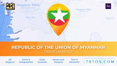 Videohive Myanmar Map Republic of the Union of Myanmar Travel Map