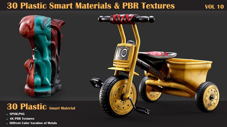 30 Plastic Smart Materials PBR Textures VOL 10