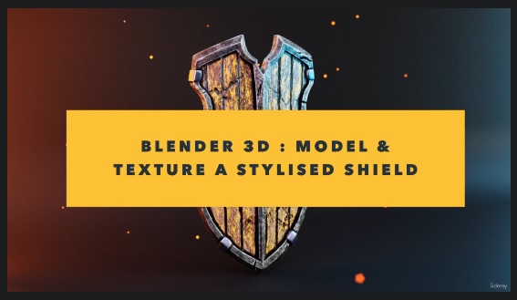 Udemy Blender 3D Model and texture a stylised shield