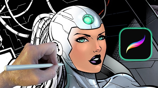 Skillshare How to Color Comics in Procreate Cyber Girl Project