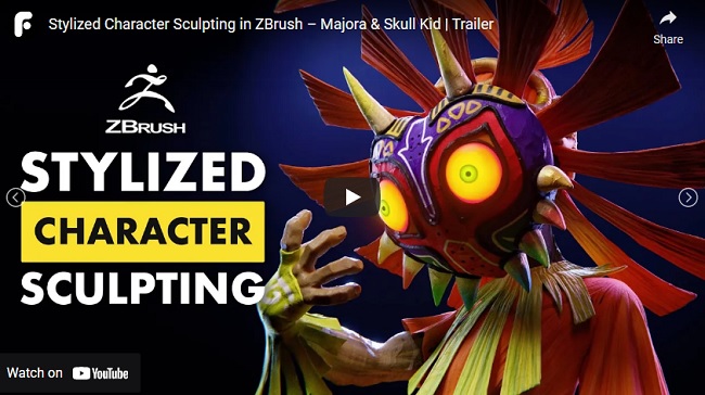 FlippedNormals Stylized Character Sculpting in ZBrush Majora Skull Kid