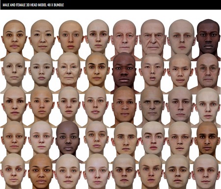3D Scan Store Male and Female 3D model Bundle 48x Head Scans