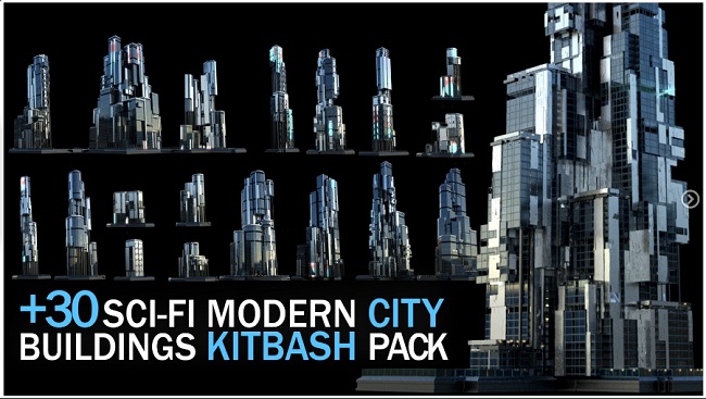 Artstation 30 Sci Fi Modern City Buildings Kitbash Pack