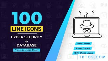 Videohive 100 Cyber Security Database Line Icons