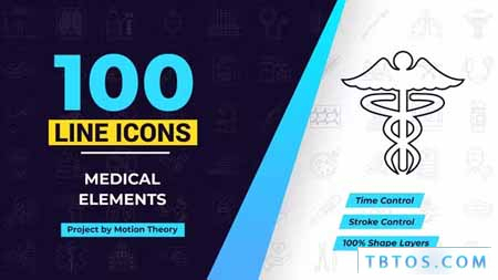 Videohive 100 Medical Elements Line Icons