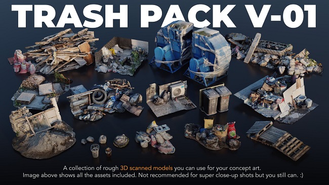 Artstation Trash Pack V 01 04 3D Scanned Kitbash Assets