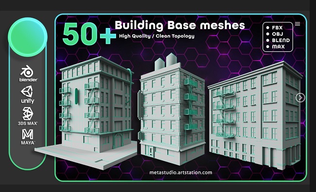 Artstation 50 Building Base Mesh