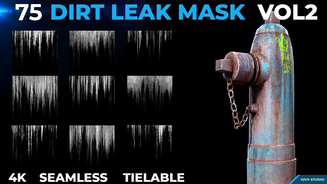 ArtStation 75 Dirt Leak Effect Mask Vol 2 4K Seamless Tileable
