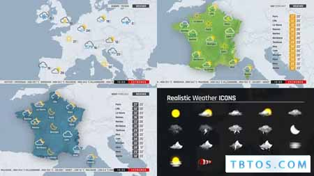 Videohive World Weather Forecast Flat Map ToolKit